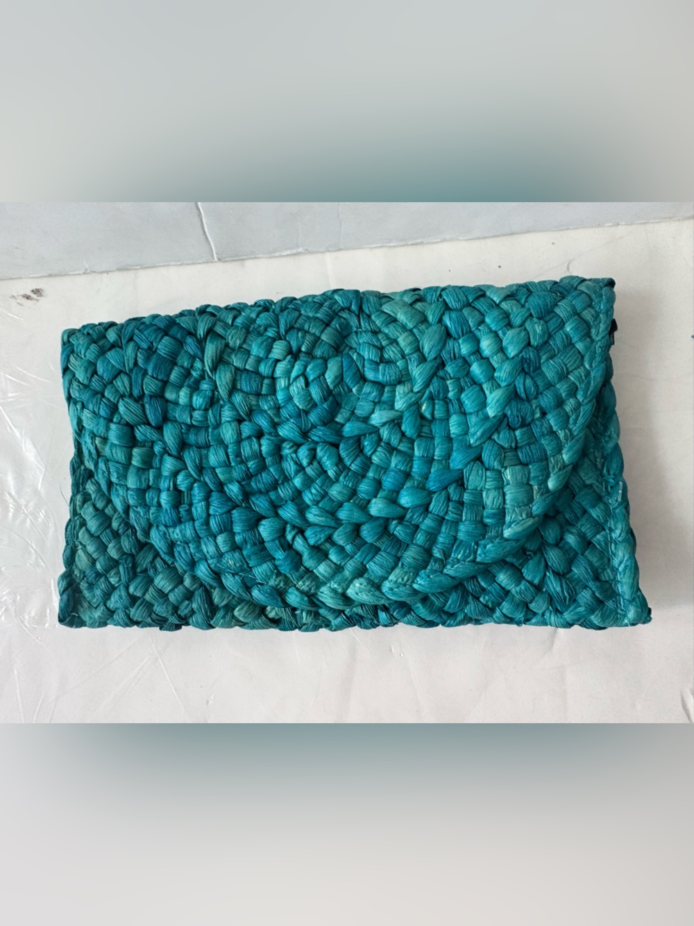 Teal aqua Braided Woven Clutch